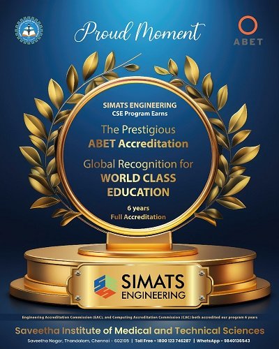 SIMATS Engineering’s CSE Program Earns Prestigious ABET Accreditation