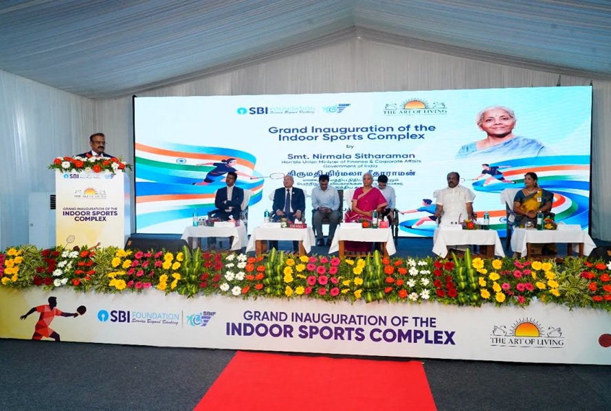 Union Minister of Finance and Corporate Affairs Inaugurates Indoor Sports Complex in Tiruchuli