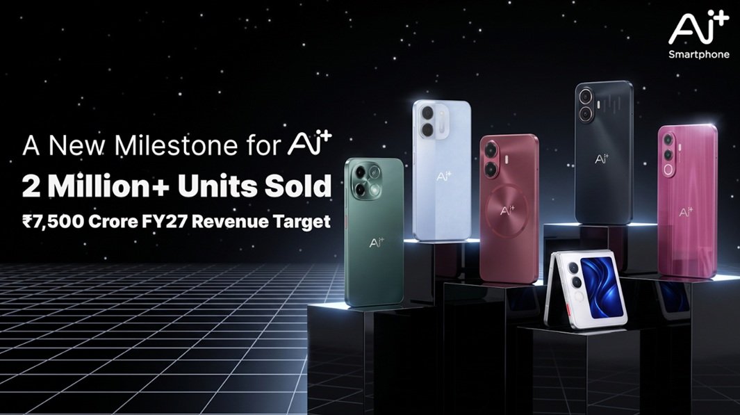 Ai+ Smartphone Targets Rs 7,500 Crore Revenue in FY27 after Crossing 2 Million Units Sold Since Launch